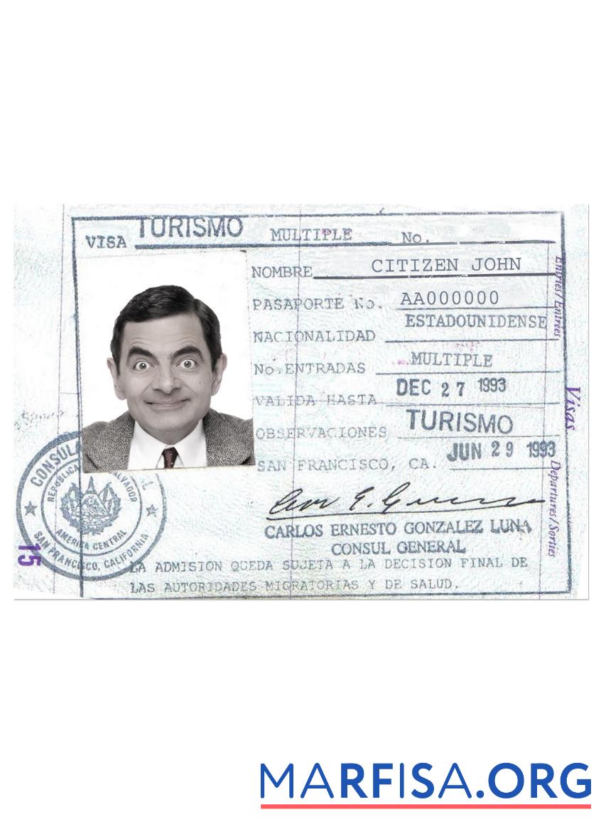 Blank El Salvador travel visa sample
